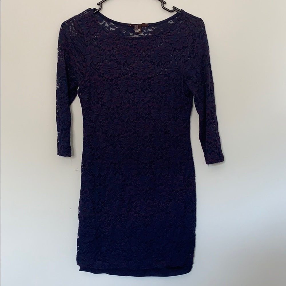 Navy Lace 3/4 sleeve dress